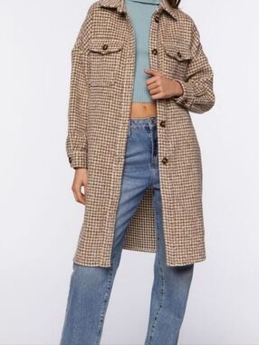 Forever 21 Brown and White Houndstooth Shacket